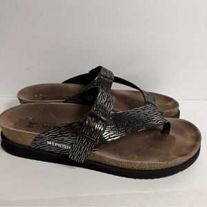 Mephisto Helen Sandals Womens Size 10 40 Black Zebra Soft-Air Cork Comfort Shoes